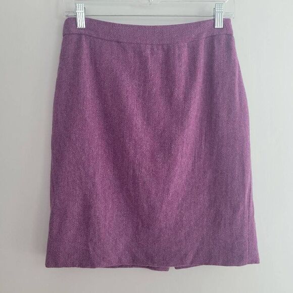 J Crew 100% wool no 2 pencil skirt mauve twill skirt twee preppy office - Picture 1 of 9